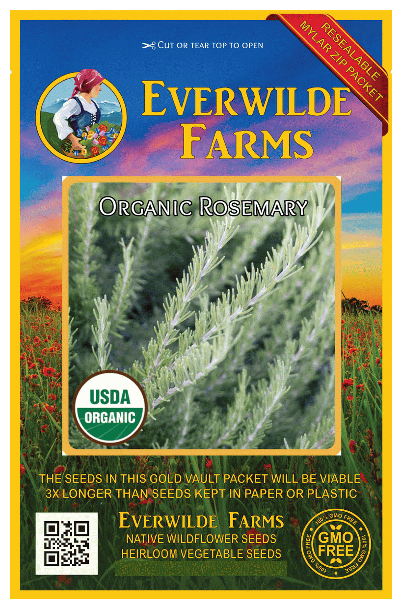 Everwilde Farms 25 Organic Rosemary Herb Seeds Gold Vault Jumbo