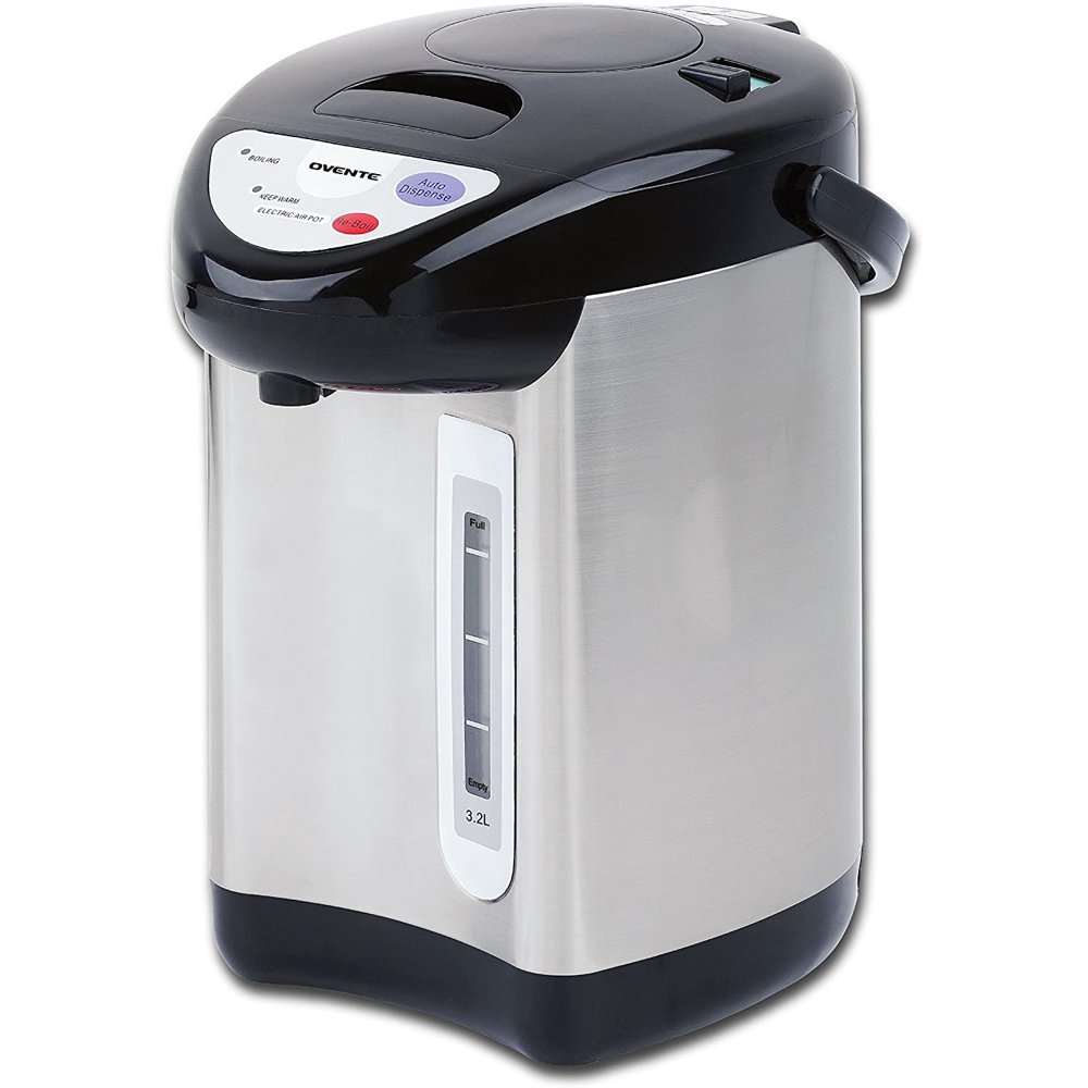 Ovente Electric Stainless Steel Insulated Hot Water Boiler and Warmer 3.2 Liter, 700 Watt Water