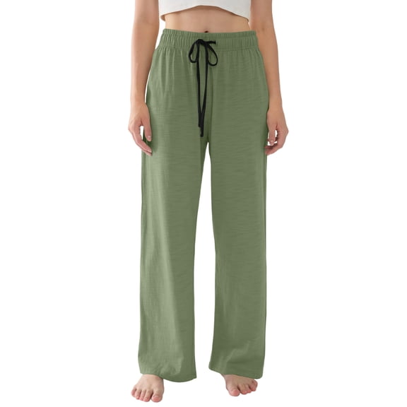 Women's Pajama Pants Lightweight Casual Comfy Palazzo Pants, Sleepwear Loungewear Bottoms with Pockets, Soft Wear,Green,2XL