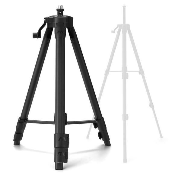 TFixol Adjustable Laser Level Tripod Stand with 5/8" Universal Interface, Extendable Rod, and Bubble Level - 1.2m, White Box Packaging