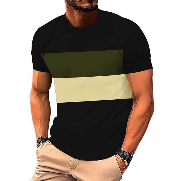 Tops para hombre, blusas y camisas de cuello redondo y manga corta para hombre, camisetas casuales de verano para hombre, camisetas de cuello redondo con bloques de color y manga corta, camisetas depo