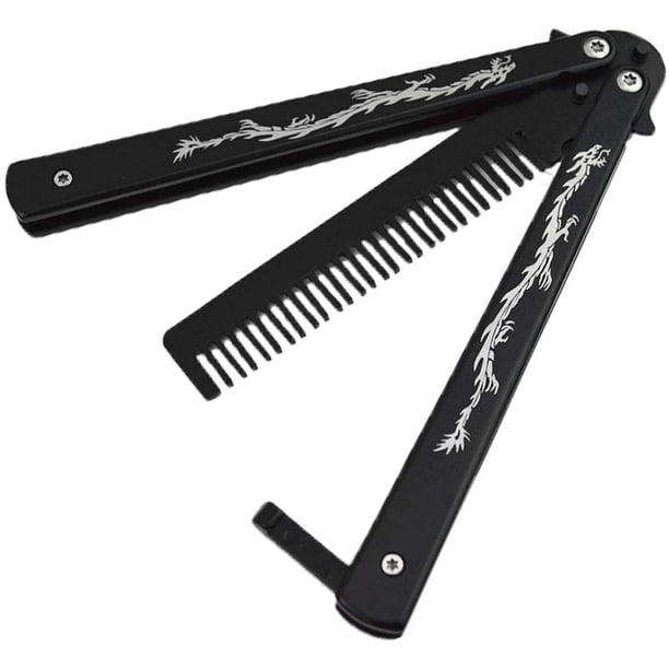 Hongchun Butterfly Comb Stainless Steel Folding Comb Balisong Metal ...