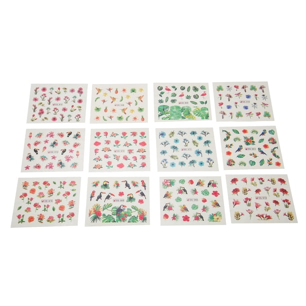 Calcomanías para decoración de uñas BuyWeek 12 hojas transferencia marcas de agua