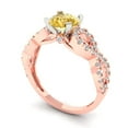 thumbnail image 2 of Solitaire with Accents Engagement Ring for Women - 1.42ct Simulated Yellow Diamond in 14K Rose/White Gold Promise Ring, 2 of 6