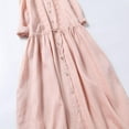 thumbnail image 5 of GaThRRgYP Women's Sundress Beach Holiday Flowy,Women's Elastic Waist Loose and Comfortable Solid Color Doll Shirt Linen Dress Pink M, 5 of 9