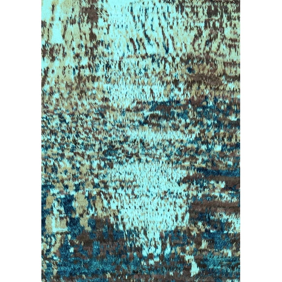Ahgly Company Indoor Rectangle Abstract Light Blue Modern Area Rugs, 2' x 5'