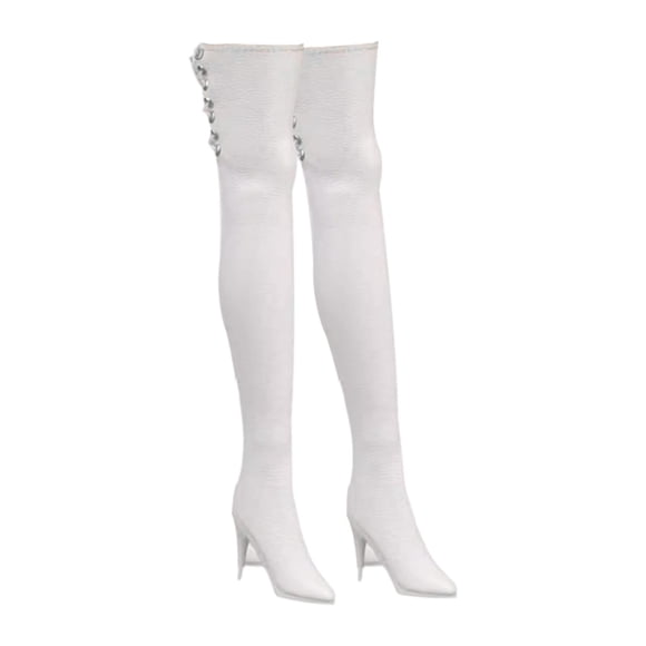 Bunblic Figurines d'Action à l'Échelle 1/6 Bottes Hautes Chaussures de Poupée, Bricolage Enfants Adultes Cadeaux Modèle Féminin Chaussures de Présentation Figurine Féminine Bottes, Blanc