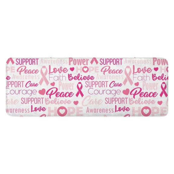 Pink Breast Cancer and Love Kitchen Rug Mat,Kitchen Runner Rugs Non Skid Washable,Decorative Kitchen Floor Mats for Kitchen,Sink,Laundry,17"x47.2"