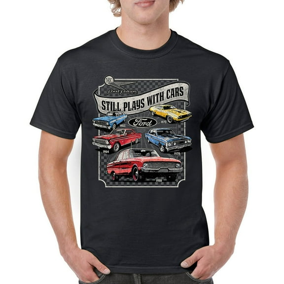Still Plays With Cars Ford Falcon T-shirt 60-70s Classic Muscle Car Men's Tee
