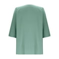 thumbnail image 4 of ABATAB Women Plus Size Cotton Linen Shirts Casual Lightweight Solid Color Tee Blouses Loose Fit Half Sleeve Collared Vacation Tops(X-Large,Mint Green), 4 of 7