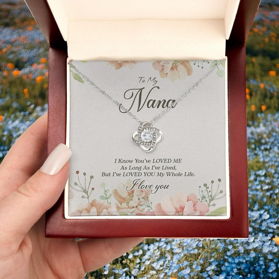 To Grandma Necklace from Granddaughter, Grandson Nanny Gift Love Knot, Nana Gigi Mimi Necklace Gift for Grandma from Grandchild with Message Card