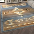 thumbnail image 3 of Emma + Oliver 8x10 Olefin Accent Rug with Southwestern Geometric Arrow Design in Blue, Black, Beige & Ivory and Natural Jute Backing, 3 of 7