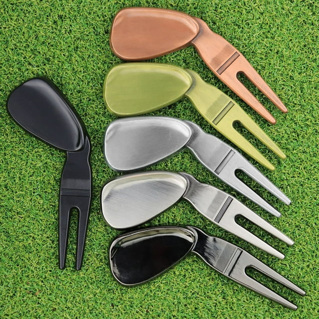 Golf Fork Ergonomic Design Multi-function Comfortable Grip Rustproof High-Hardness Training Aid Ultra-light Golfing Pitch Repair Ball Marker for Golf Course