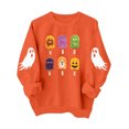 thumbnail image 6 of CYRBOKO Girls Halloween Sweatshirt 10-12, Pullover Crew Neck Long Sleeve Casual Holiday Top Orange, 6 of 7