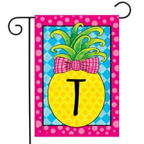 Briarwood Lane Pineapple Monogram Letter T Garden Flag