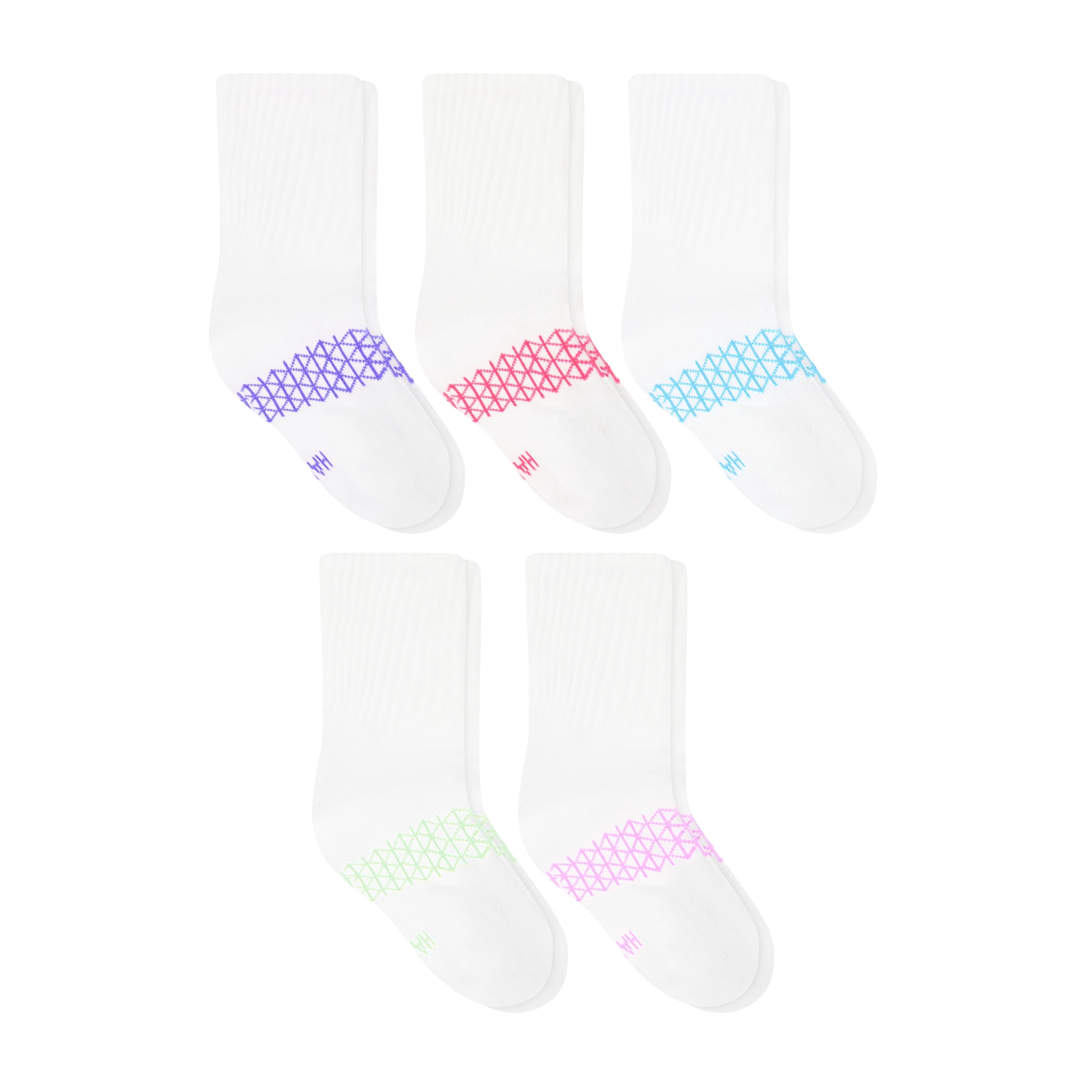 Hanes Girls Crew Socks Value Pack, 5-Pack, Absolute Active Crew Socks for Girls