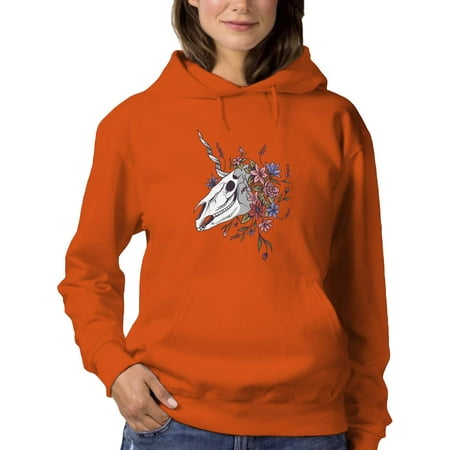 Unicorn Skull W Flowers. Hoodie Women -Smartprints Designs Female XX-Large