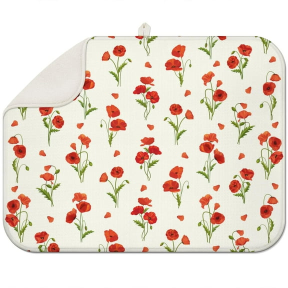 Microfibre Drying Mat for Kitchen Pioneer Dish Drying Drainer Mat Absorbent Colorful Floral Drying Mat Washing Up for Glass, Plate & Cup 18inch X 24inch
