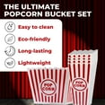 thumbnail image 2 of Movie Night Popcorn Containers - Red & White Striped Reusable Plastic Bucket (Mix 5 Pack), 2 of 7