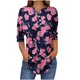 thumbnail image 1 of Tops de Cuello Redondo para las Mujeres Color Bloqueado Impreso 3/4 Manga Botón Blusa Imitación Estante de Algodón, Top de Moda para Todas las Estaciones de Uso Diario, 1 of 5