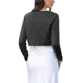 thumbnail image 3 of INSPIRE CHIC Metallic Glitter Shrug for Women's Long Sleeve One Button Party Club Cropped Shiny Cardigan XS Black, 3 of 6