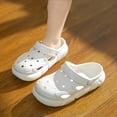 thumbnail image 2 of XIYON Kids Boys Girls Summer Slippers Soft Sole Non Slip Closed Toe Hollow Out Solid Color Lightweight Breathable Shoes For Everyday Wear,Beige,10-10.5 Years, 2 of 6