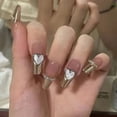 thumbnail image 4 of LAICAIW RUNRAYAY 24Pcs Press on Nails Medium, Heart Design Fake Nails with Nail Rhinestones, False Nails with Designs Acrylic Stick on Nails for Women and Girls, 4 of 5