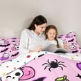 thumbnail image 4 of Manfei Halloween Kawaii Skull Cherry Twin Comforter Sets 2pcs, Cute Spider Bat Bedding Set, Pink Purple Black,Reversible,1 Comforter and 1 Pillowcase, 4 of 6
