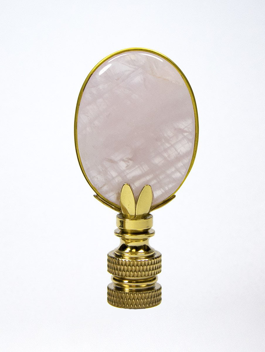 1-PC. Stone Lamp Finial-ROSE QUARTZ Lamp Finial W/Brass or Nickel Base 