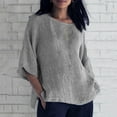 thumbnail image 3 of Mittory Linen Shirts for Women Plus Size 3/4 Length Sleeve Tops Casual Loose Fit Dressy Blouses, 3 of 6