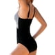 thumbnail image 2 of Sonducket Traje de baño a rayas para mujer, traje de baño de 1 pieza con cuello en V, correa ajustable para el hombro, ropa de playa de verano Traje de baño 4xI, 2 of 6