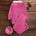 thumbnail image 5 of Stamzod Womens Sets 2 Piece Outfits Solid Color Long Sleeve Thicked Warm Fleece Hooded Jacket and Sweatpants with Pocket Winter Clothing for Women Hot Pink XL, 5 of 9