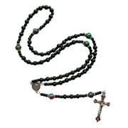 JNANEEI SIEYIO Fashion Handmade Round Bead Catholic Rosary for Cross Religious Necklaces for Women Men Black Onyx Beads Rosary Necklace