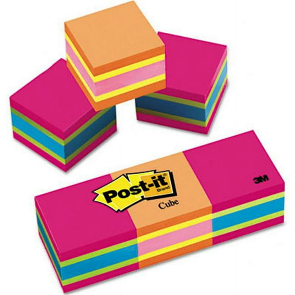 Sticky note Notes  Mini Cubes- 2 x 2- Assorted Ultra Colors- 3 400-Sheet Pads/Pack
