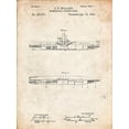 thumbnail image 2 of Borders, Cole 19x24 Gold Ornate Wood Framed with Double Matting Museum Art Print Titled - PP91-Vintage Parchment Holland Submarine Patent Poster, 2 of 4