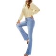 thumbnail image 2 of Jeans acampanados para mujer Jeans acampanados de talle alto con pantalones de mezclilla rasgados de pierna ancha clásica 1092-light Blue20, 2 of 5