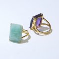 thumbnail image 4 of Real Amazonite Ring, Crystal Quartz Gold Plated Ring, Rectangle Gemstone Jewelry Gift for Women, Birthday Gift, Minimalist Jewelry, 4 of 10
