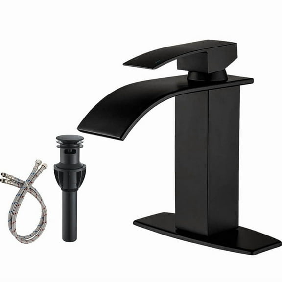 Black Bathroom Basin Sink Faucet 1Hole Single Handle Vanity Mixer with Drain