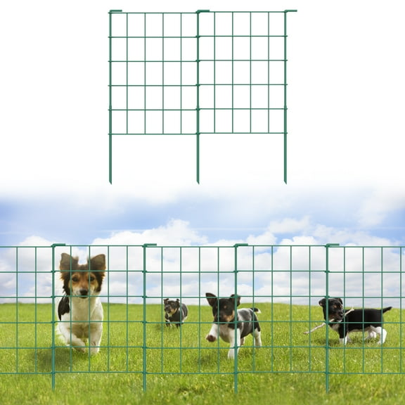 23.2 in. X 12.2 Garden Fence, Rustproof Metal Fence, Animal Barrier, Green (10 pcs)