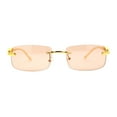 thumbnail image 2 of Cougar Jewel Rimless Narrow Rectangular Luxury Pimp Sunglasses Gold Peach, 2 of 4