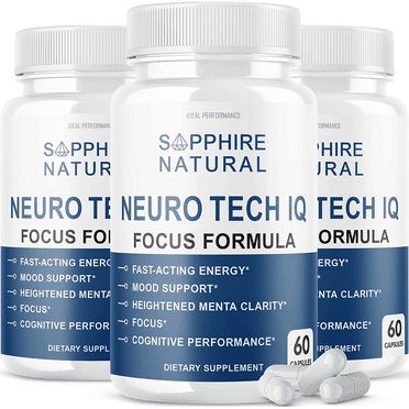 (3 Pack) Neuro Tech IQ Brain Supplement Neurotech Iq Focus Formula Pills (180 Ca