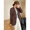 thumbnail image 2 of Chaqueta de cuero genuino para mujer, chaqueta de primavera y otoño de 2024, nueva moda, abrigo de piel de oveja natural de manga larga con un solo botón, 2 of 5