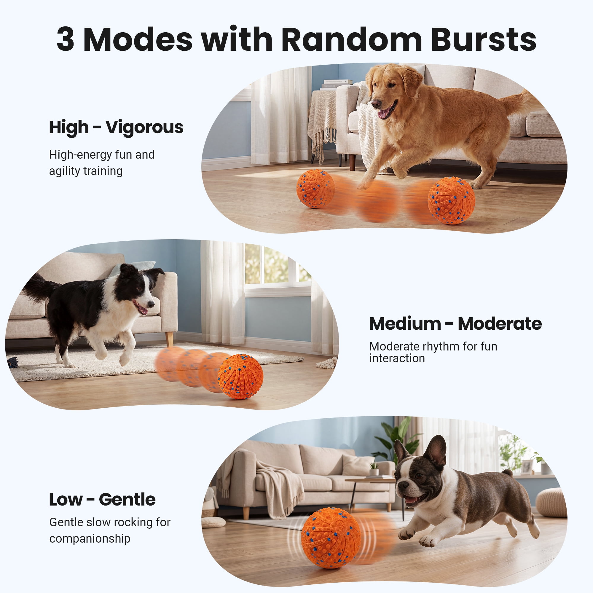 Vacqueen Interactive Automatic Rolling Dog Ball, ETPU Waterproof with Remote Control Dog Toys,Orange