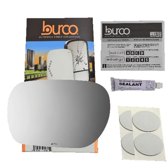Fits 03-04 Inf M45, 02-06 Inf Q45, Left Driver Replacement Mirror Glass Lens (Fits Over For Auto-Dimming Mirror) with Adhesive, USA (Mirror Does not Auto Dim)