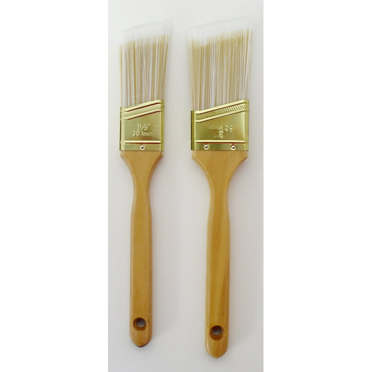 2pc Angled Paint Brush 1.5 inch & 2 inch 100% Polyester for All Paints Interior/Exterior