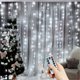 thumbnail image 2 of Decoraciones navideñas para el hogar, cortina de luces LED de feliz Navidad con control remoto de 8 modos, guirnalda de boda navideña para Año Nuevo, 2 of 5