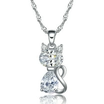 Kitten Cat Pendant Necklace for  Women Purple Cubic Zirconia Ginger Lyne Collection