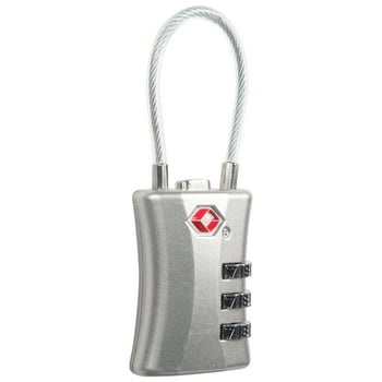 Protege 3 Dial Combination Travel Cable Luggage Lock, TSA Approved, Silver