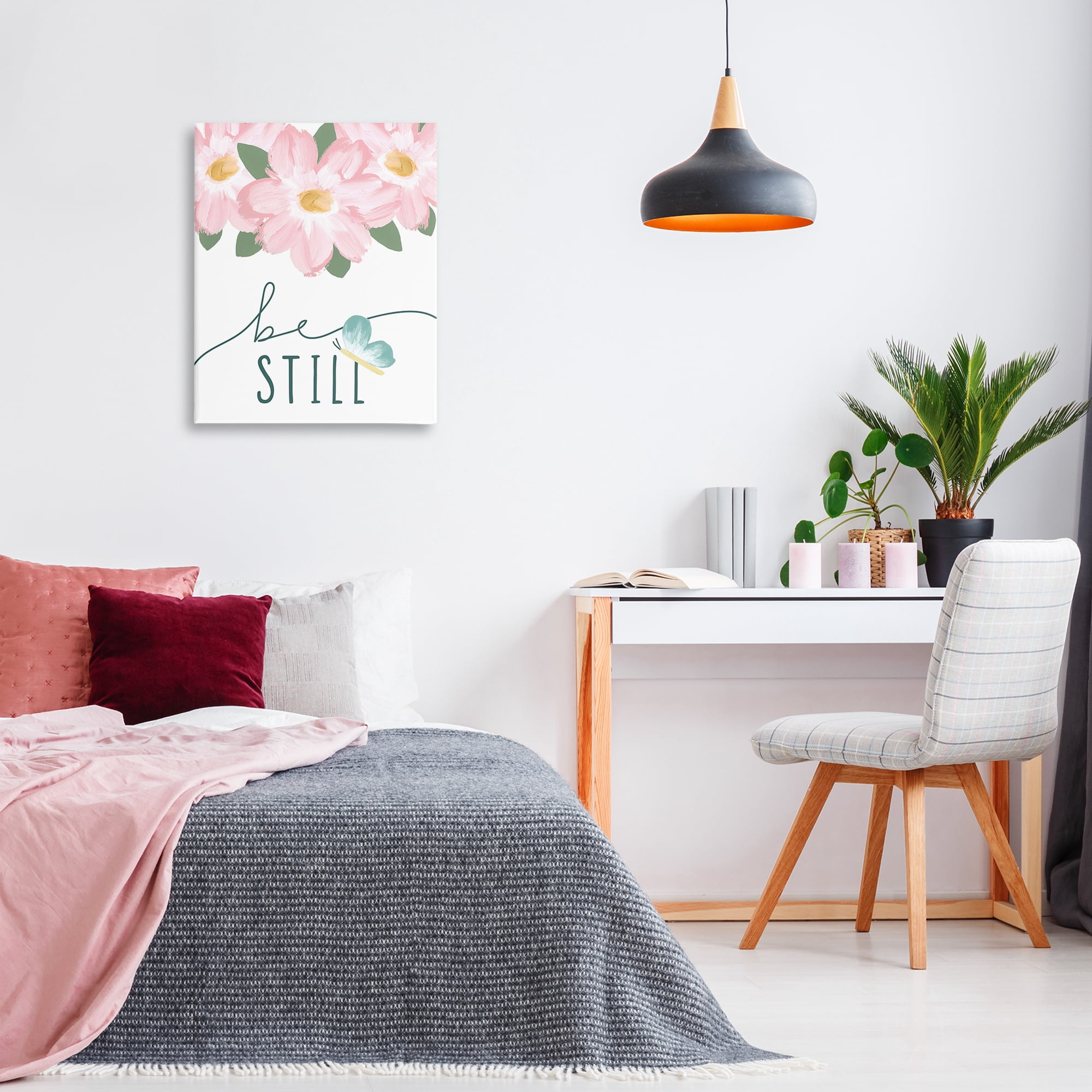 Stupell Industries Be Still with Florals Religious Painting Gallery Wrapped Canvas Art Print Wall Art, 24 x 30