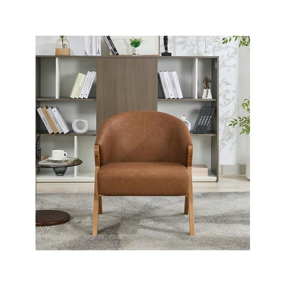 Eastvita One-Piece Mid-Century Modern Accent Chair with Wooden Legs - Comfortable Upholstered Chair for Reading Leisure in Living Room Bedroom Waiting Room